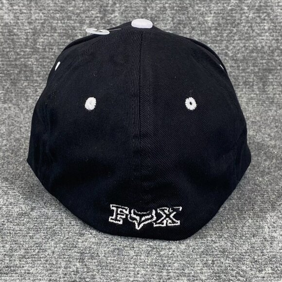 Fox Racing Flexfit Ball Cap Black White Embroidered Raised Logo Adult L/XL Hat - Picture 4 of 8